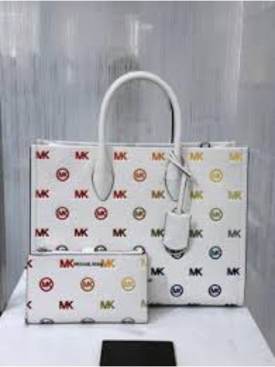 MICHAEL Michael Kors Handbags - Jet Set Travel Rainbow embossed Logo tote & Embossed logo Wristlet